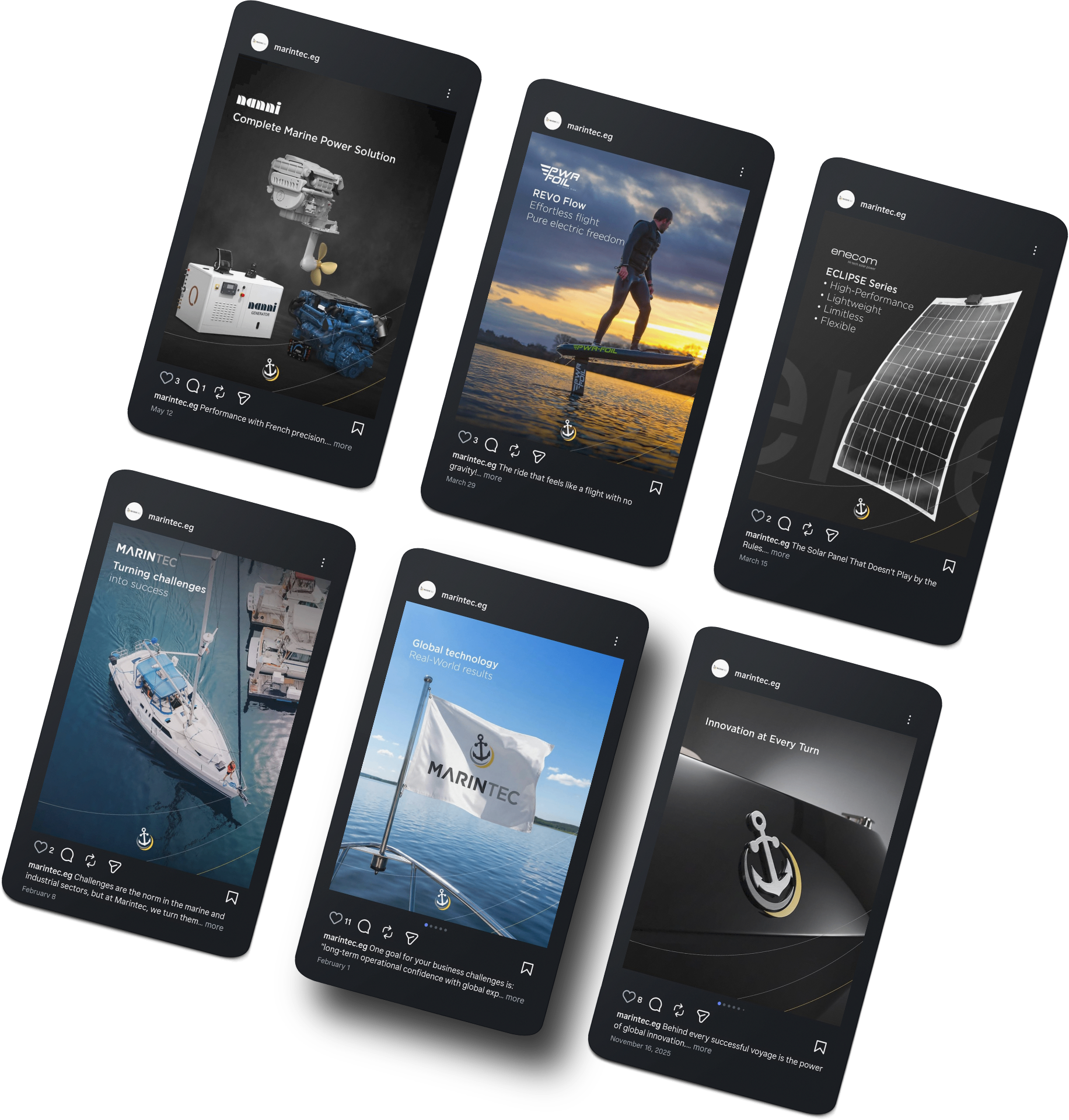 Marintec Instagram feed — brand storytelling across products and partners