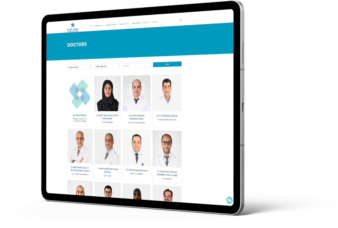 iPad showing grid of doctor profiles