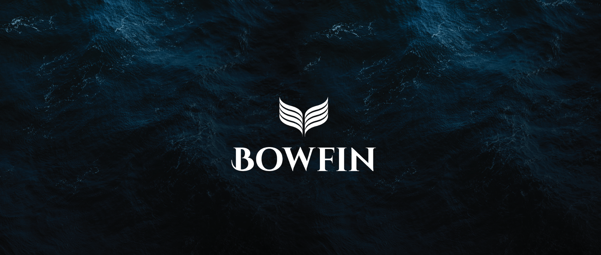 Bowfin logo on dark ocean texture